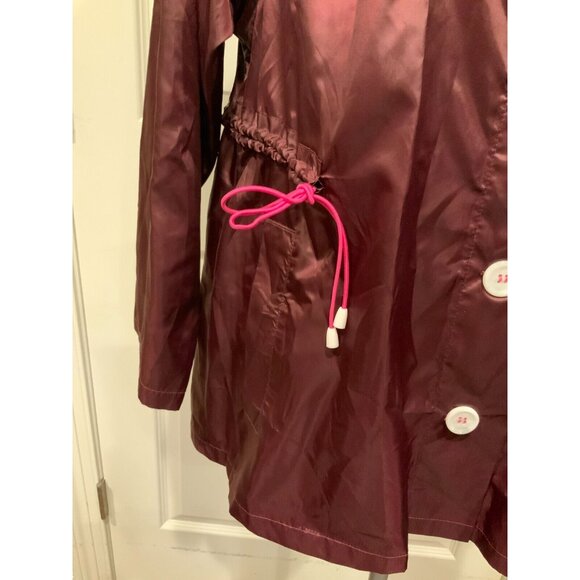 Juicy Couture Maroon Purple Button-Up Hooded Wind Breaker Jacket, Size Small - Picture 5 of 11